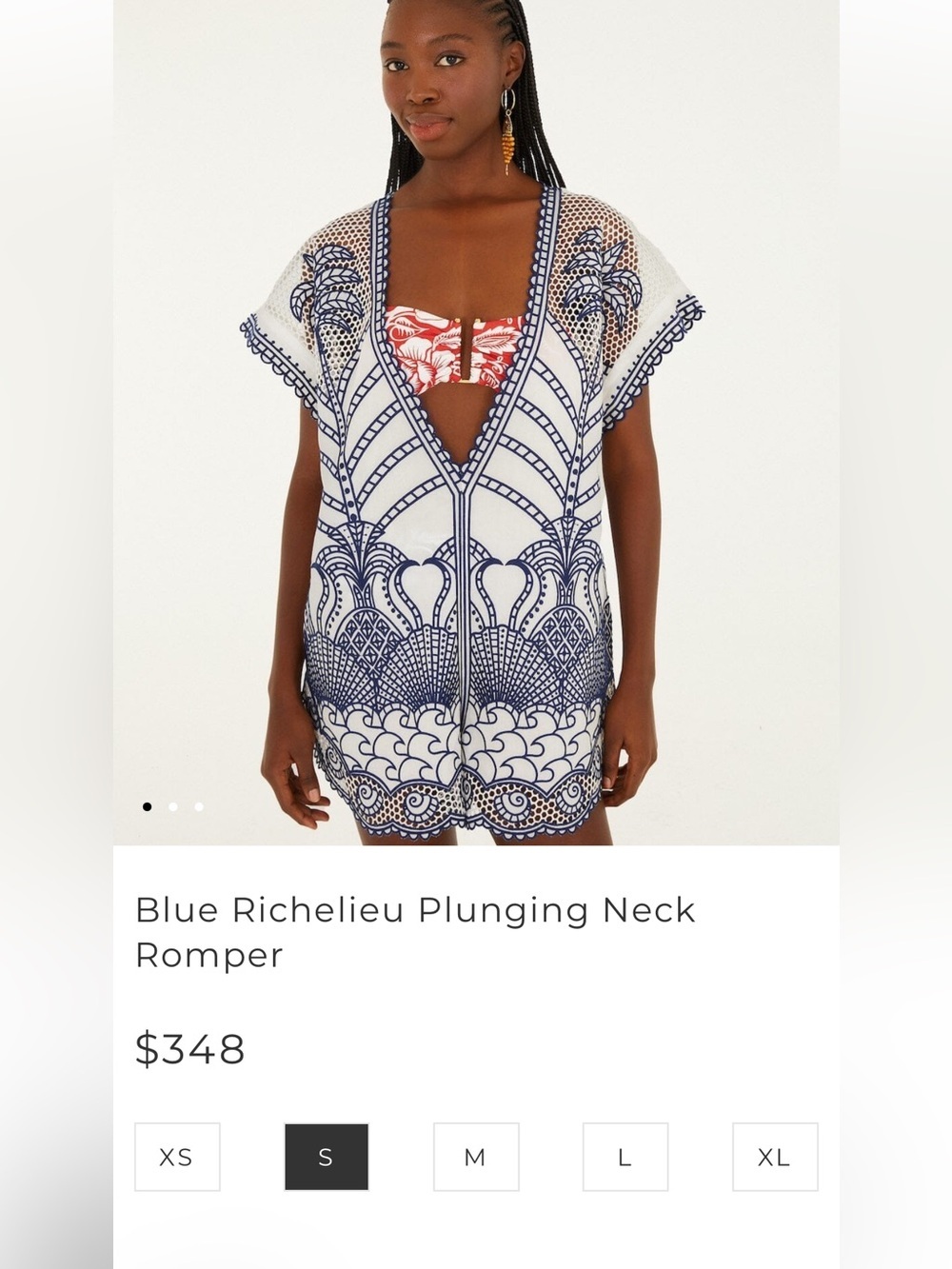 Farm Rio: Blue Richelieu Plunging Neck
Romper - Picture 6 of 9